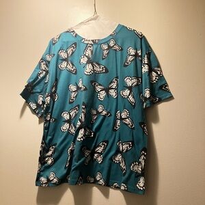 Teal and Black Butterfly Tee